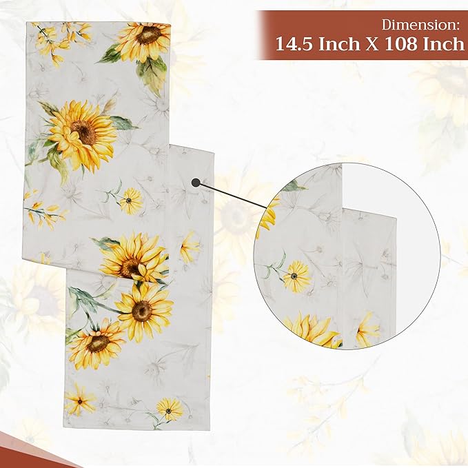 Maison d' Hermine Table Runner 100% Cotton Double Layer Table Runners 108 inches Long Decorative for Home Kitchen Dining Party Baby Shower Wedding Bridal Shower Spring Summer (Candice, 14.50" x 108")