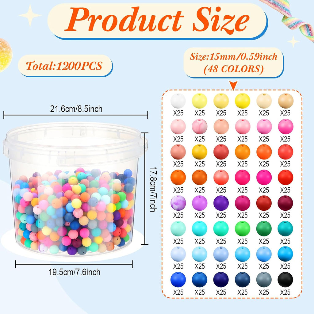 hotop 1200 pcs round silicone beads bulk for shown in use