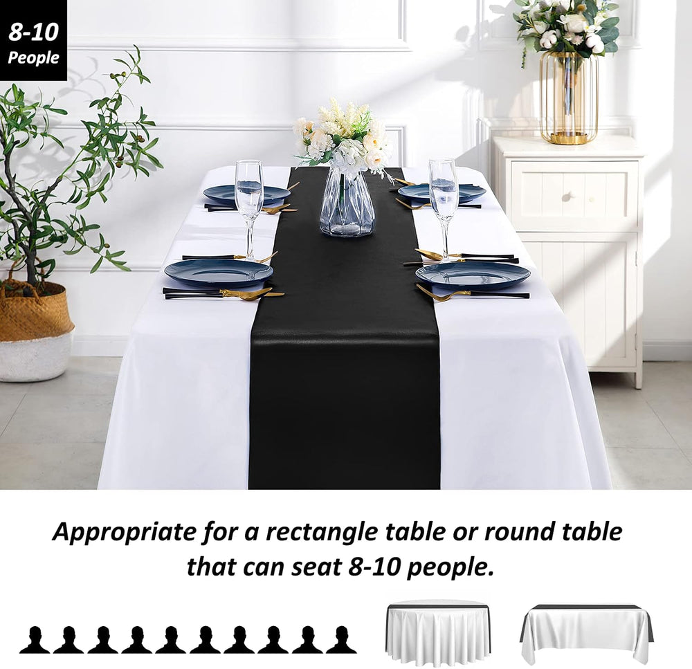 SiinvdaBZX 24 Pcs Black Satin Table Runner 12 x 108 inches Long
