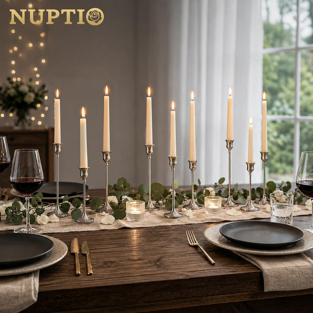 NUPTIO Candlestick Holders Vintage Centerpiece: Sold Aluminum, Set of 6