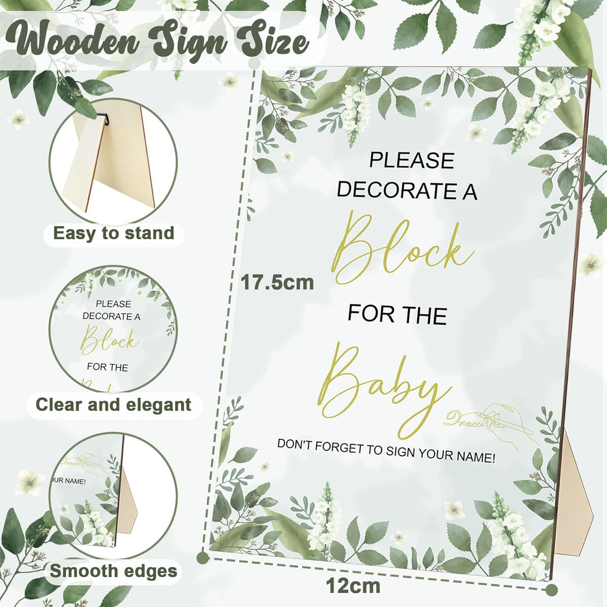 EIGTWEN 78 PCS Fun Baby Shower Games Sign Kit, Baby Blocks for Baby Shower | Blank Wooden Blocks, Games for Guest, Funniest Games Ever, Suitable for Boy and Girls, Fun Activities and Ideas