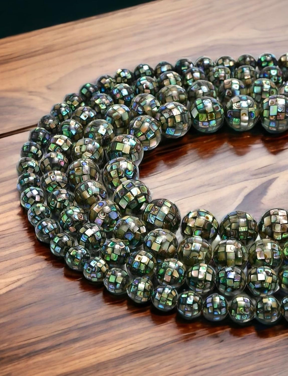 ABCGEMS AAA Abalone Shell Beads - Mosaic Round 12mm (Full Strand 33Pcs)