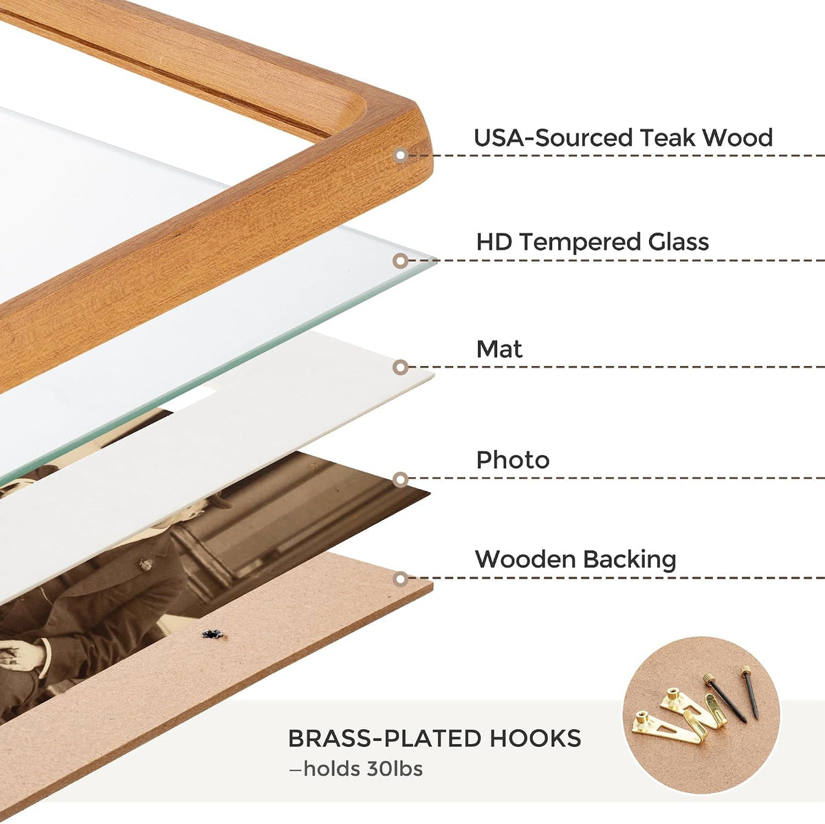 heimlove 12x18 picture frames natural teak,original wood hand on a desk or shelf