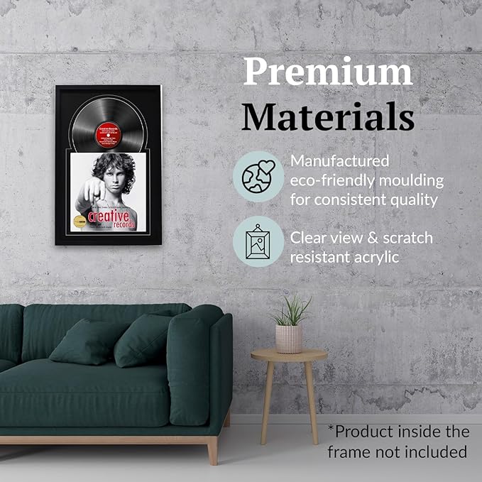 Creative Picture Frames 16" x 24" Jukebox Vinyl Frame Display with Double Matting, LP Record Album Frame for Wall Decor, Black/Black, Pack of 4