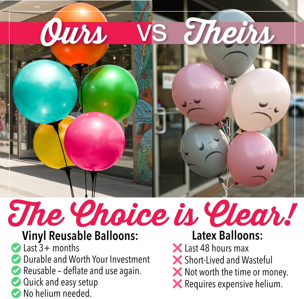 Reusable Outdoor Balloon Clusters - Helium Free, All-Weather, Durable, Plasti...