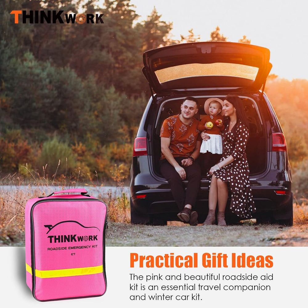 THINKWORK Car Emergency Kit for Teen Girl and Lady's Gifts, Pink Emergenc...