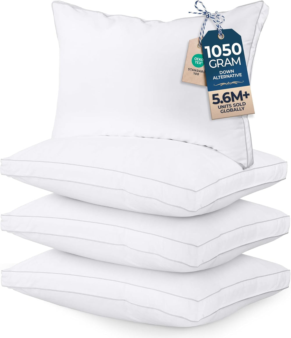 Utopia Bedding Gusset Bed Pillow, Hotel Pillows Queen Size Set of 4, White