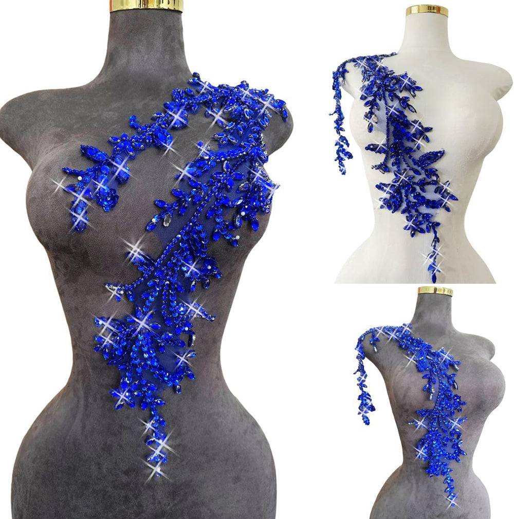 Handmade Shining Acrylic Rhinestones on lace Applique Sewing Beads Stones Tri...