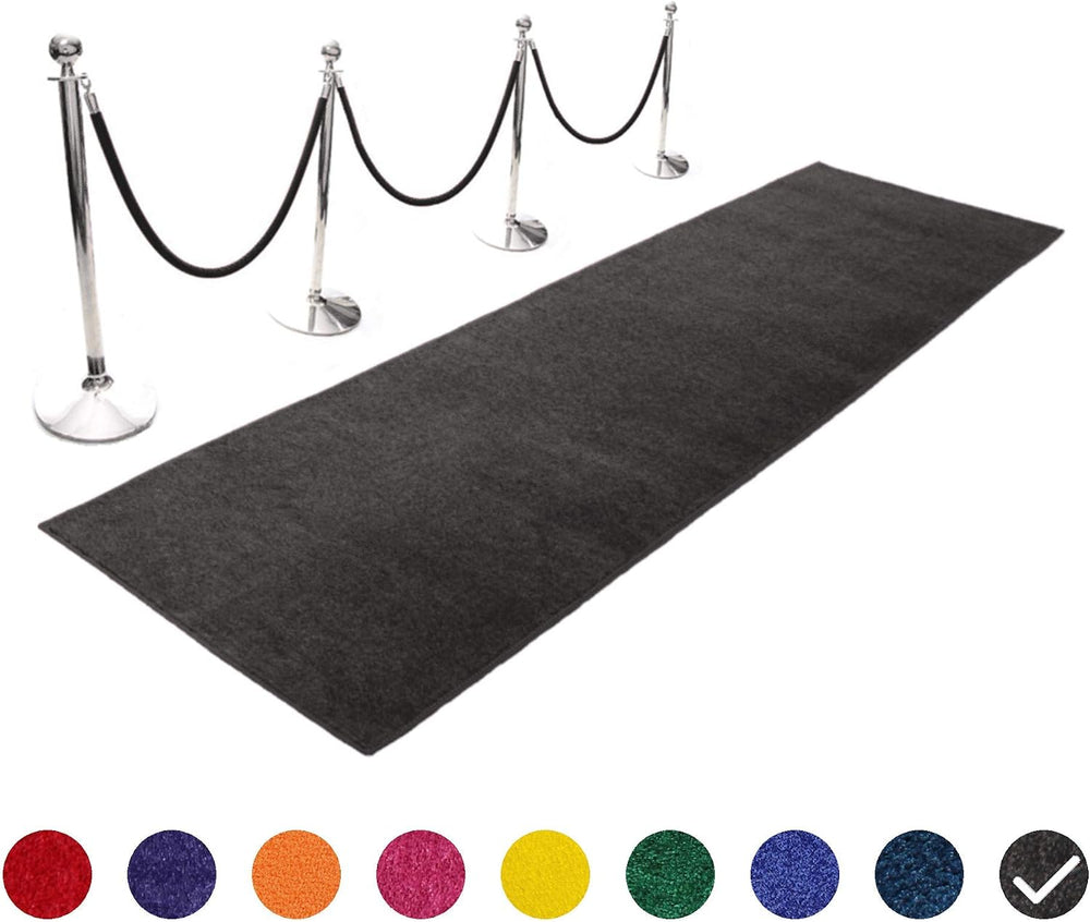 Black Event Carpet Aisle Runner - Real Rug with Backing, Binding, 3X20 Ft