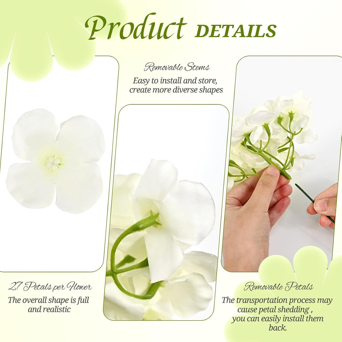 Pesonlook 100Pcs Ivory Hydrangeas Artificial Flowers,Wedding Centerpieces