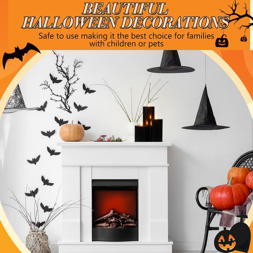 3 Pcs 6/8/12" Halloween Black Flameless LED Candle Decor for Home
