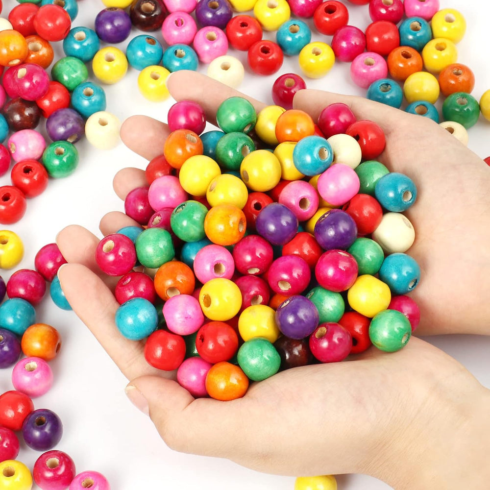 400PCS Colorful Wooden Beads 16mm Large Round Wood Beads Bulk for DIY Craft (...