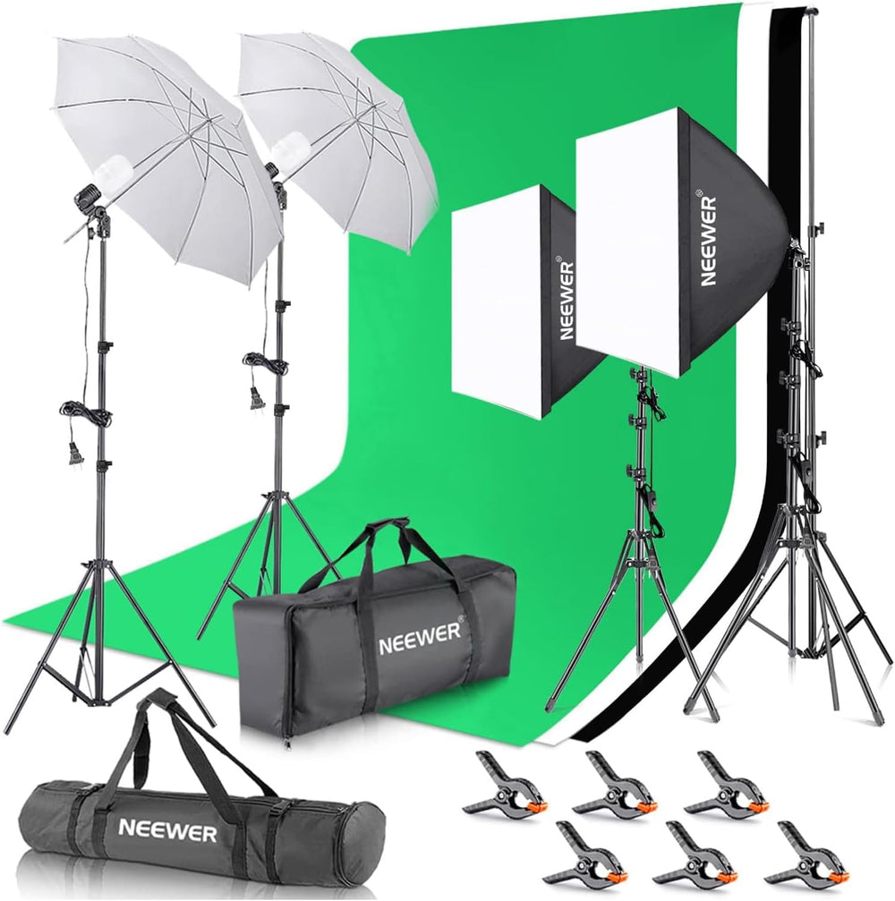 NEEWER Photography Lighting kit with Backdrops, 8.5x10ft Backdrop Stands, UL ...