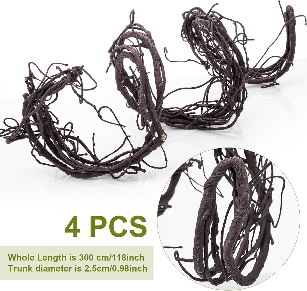 4 Pcs Halloween Garland Flexible Artificial Tree Branches 118 Inch, Brown