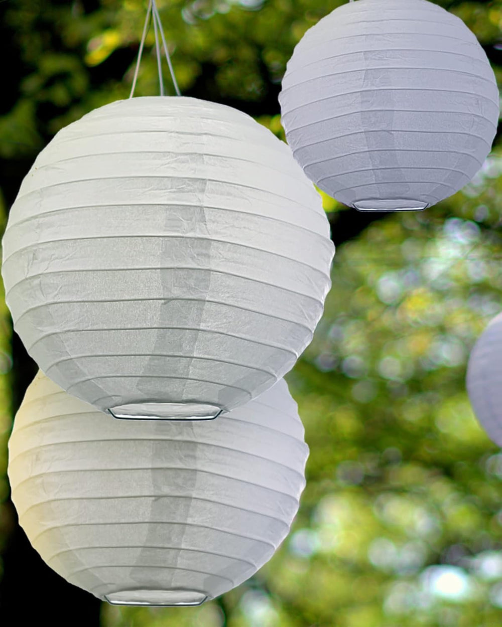 Treela Paper Lanterns Bulk, 5 Sizes, Round Chinese Lamp, White, 80 Pcs