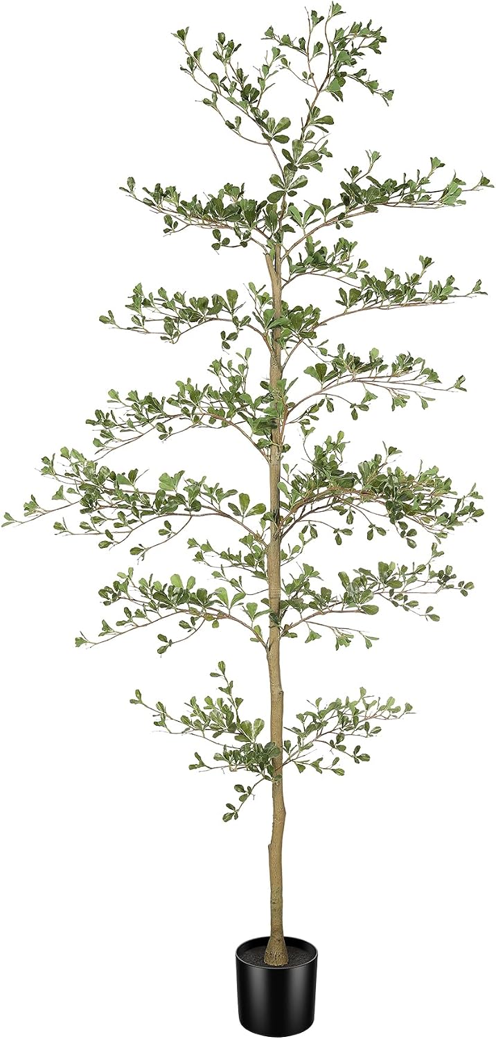 LYERSE Black Olive Tree 7ft with Natural Trunk and Realistic Leaves