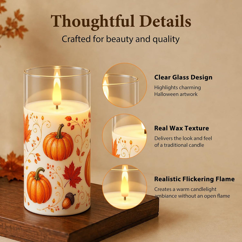 Raycare Fall Flameless LED Pillar Candles Battery Powered with Remote Timer