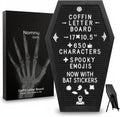 Nomnu Coffin Letter Board, Black Goth Decor with Bat Stickers Spooky Emojis