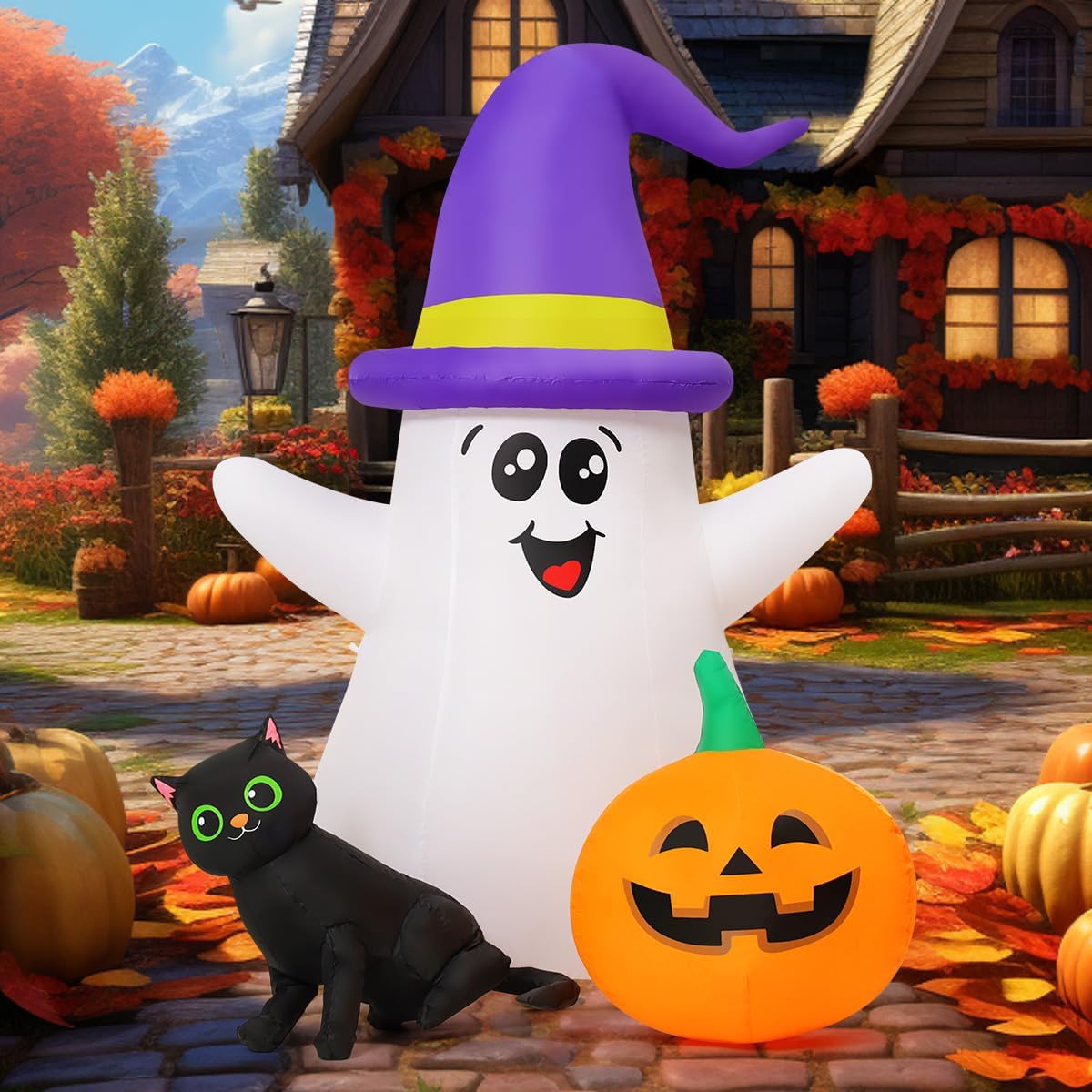 goosh 5 ft halloween inflatables ghost outdoor decorations, close-up detail