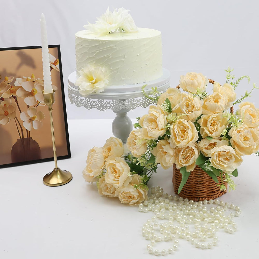 12 Packs Champagne Peonies Artificial Flowers Bulk for Centerpiece