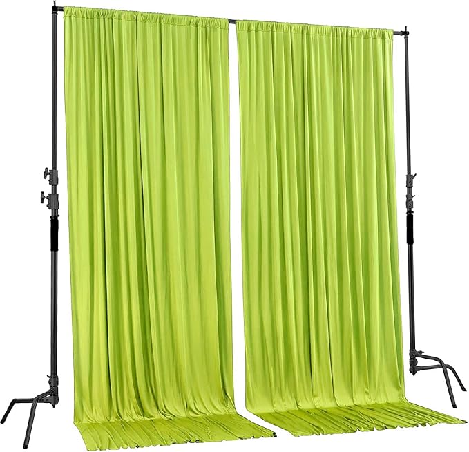 AK TRADING CO. 10 feet x 8 feet Polyester Backdrop Drapes Curtains Panels with Rod Pockets - Wedding Ceremony Party Home Window Decorations - Light Green, 2 Pack