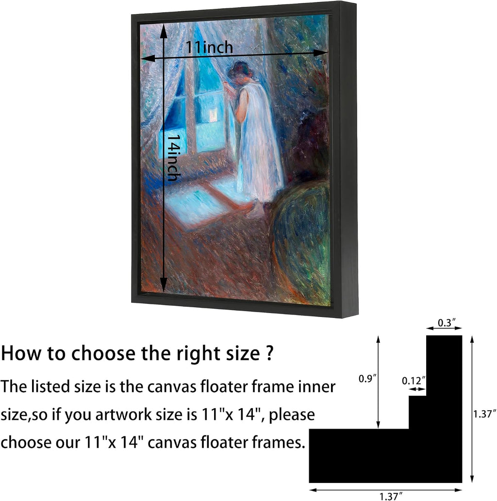 floater frames for 12"x18" art paintings with 0.6"~0.9", side view