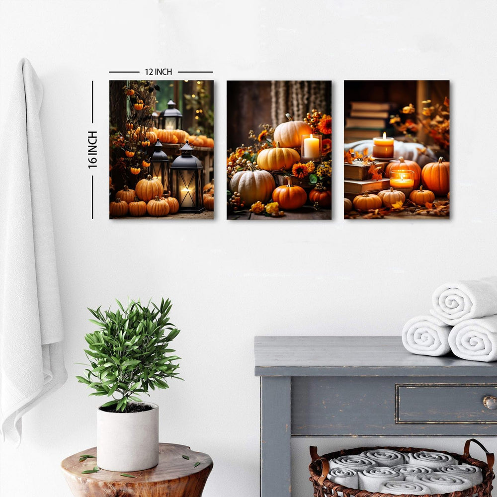 AIYISU Farmhouse Pumpkin Wall Art Fall Kitchen Dining Room Wall Decor Rustic ...