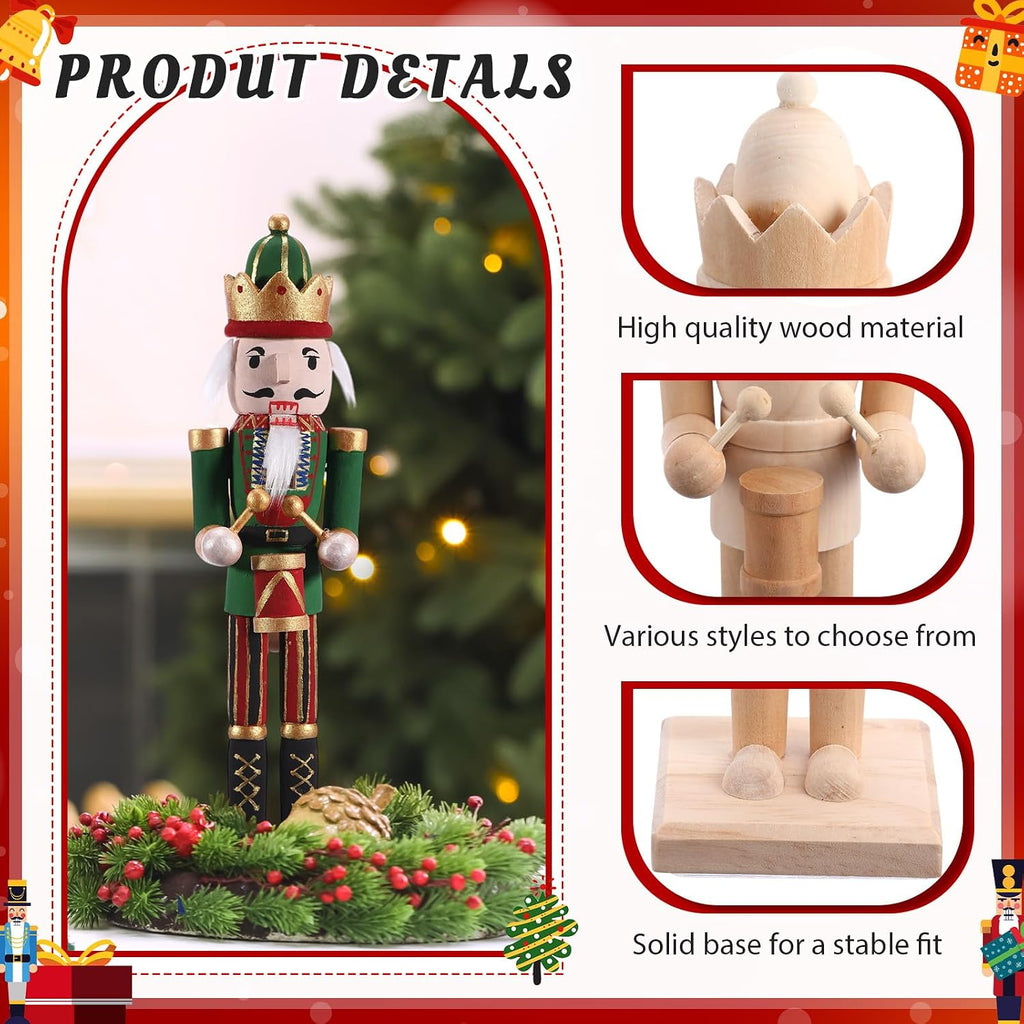 3 set large christmas wooden unfinished nutcracker, side view
