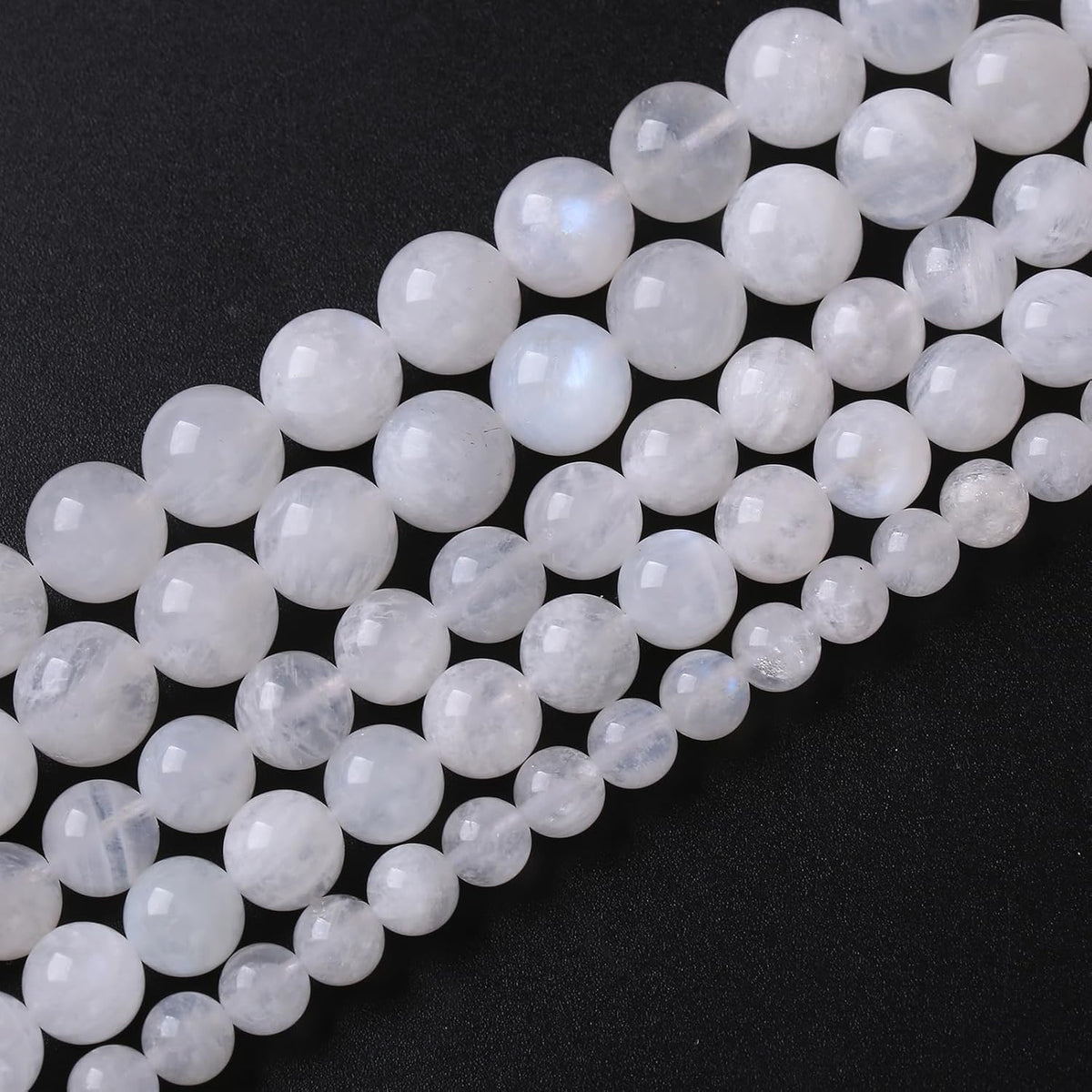 75PCS 10MM Natural Stone White Moonstone Gemstone Semi Precious Beads for Jewelry Making DIY Bracelet