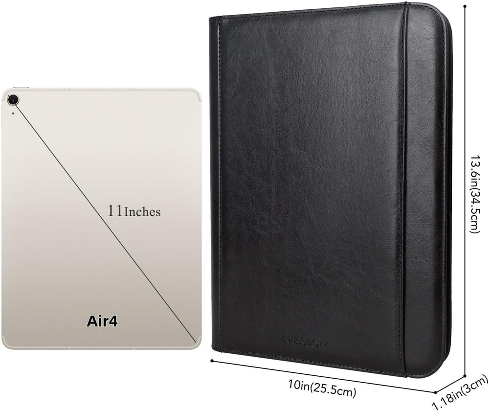 Faux Leather Portfolio Padfolio Organizer with Calculator, Writing Pad, Zippe...