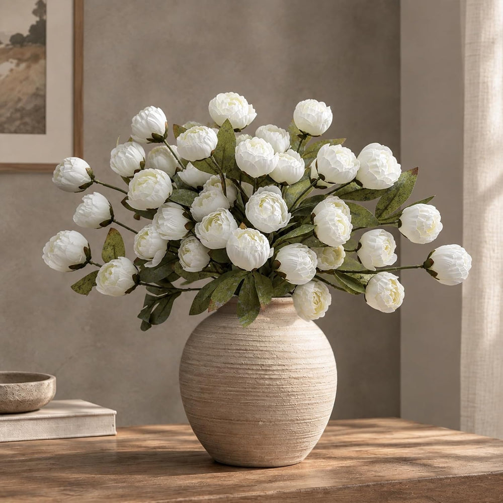 8 Pcs Peonies Artificial Flowers, 27" Faux Peony Stems for Vases Decor