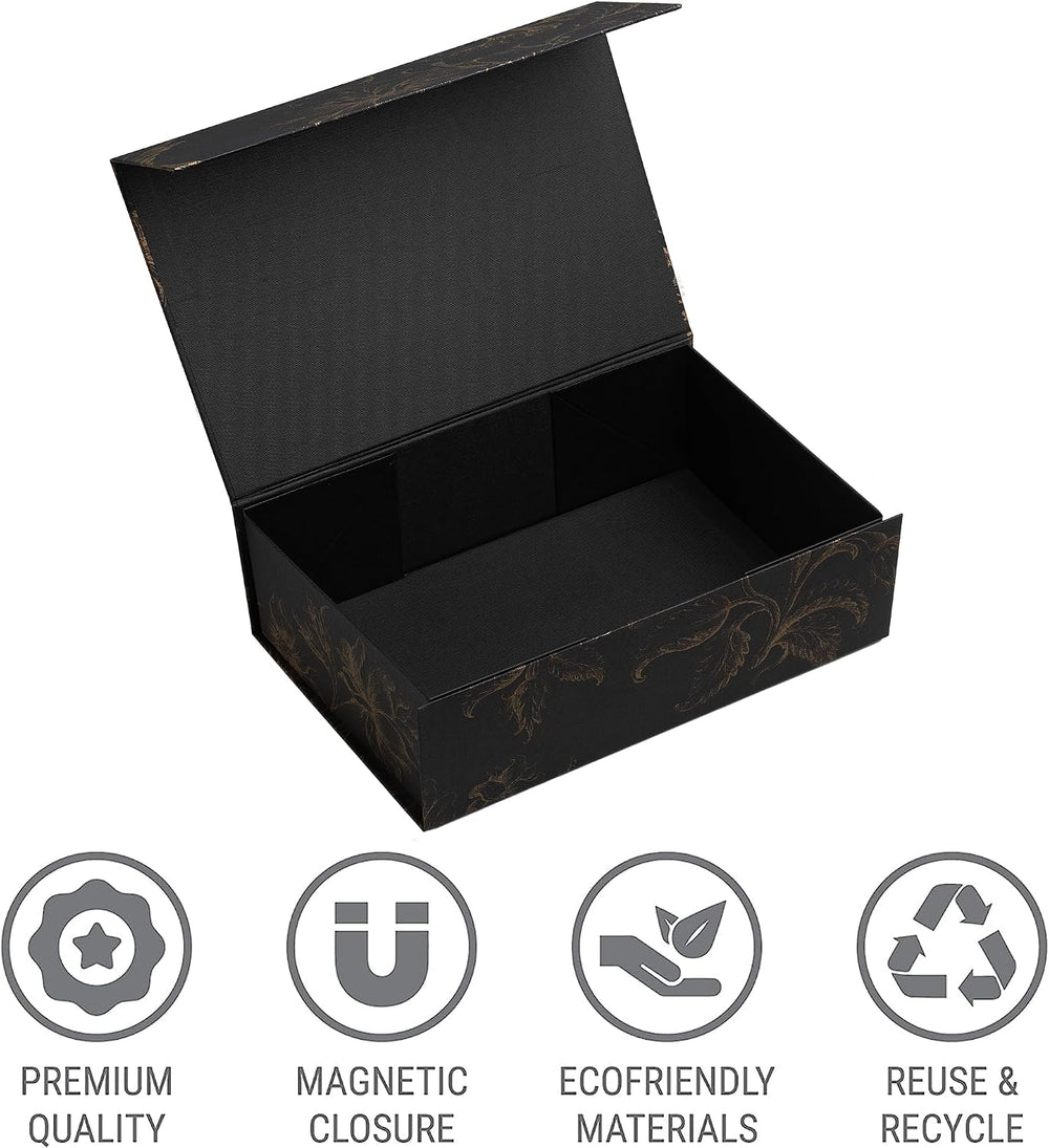 Luxury Keepsake Gift Box, Black Gold, 3-Pack 11.5" x 7.5" x 3.5"