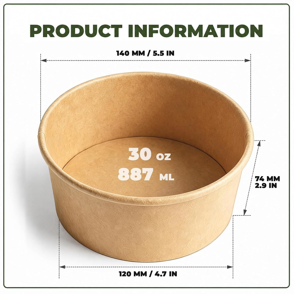 TOPtoper 80 Pcs 30 Oz【WITHOUT LIDS】 Large Paper Bowls Disposable Soup Bowls B...