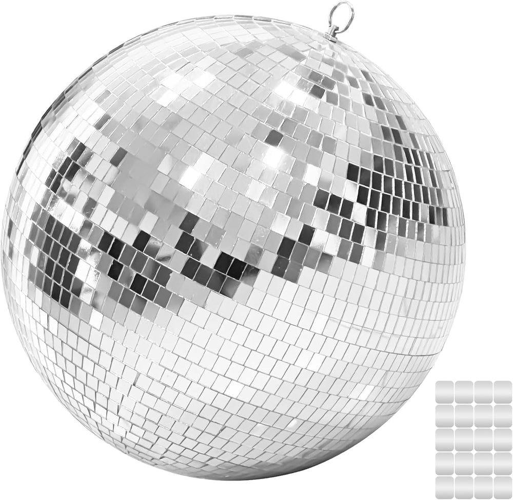 Large Disco Ball, 16 Inch Mirror Ball for Party Halloween Decor, Silver