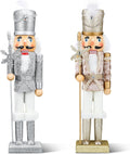 Soaoo 2 Pcs Christmas Nutcracker Ornament 15'' Wooden Nutcracker Figures