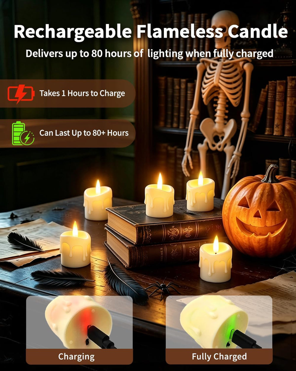 12 Pack Small Rechargeable Flameless Candles with Remote Timer