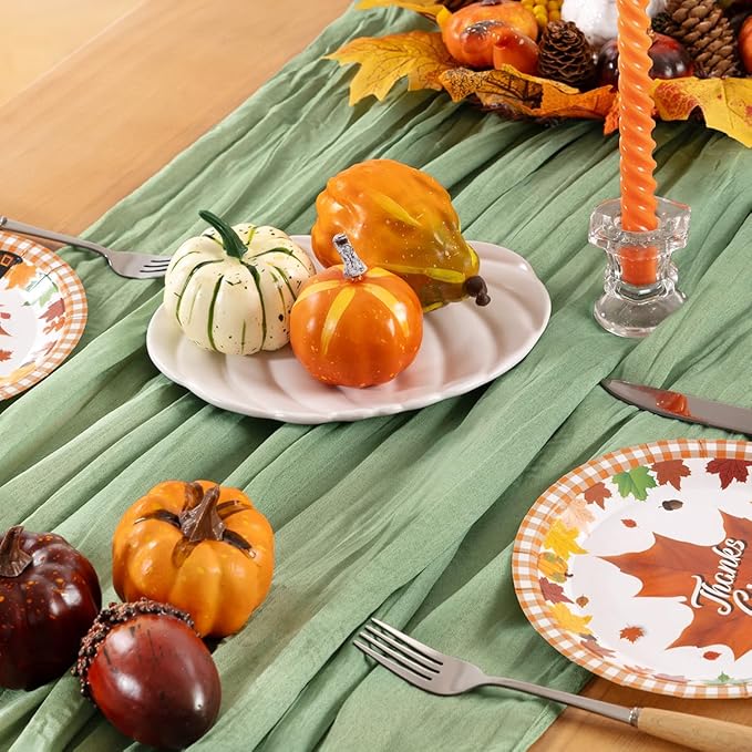 Sage Green Cheesecloth Table Runner 6 Pack Fall Table Runners Boho Gauze 120 Inches Sage Cheese Cloth Fall Table Decorations for Thanksgiving Wedding Bridal Baby Shower Tea Party