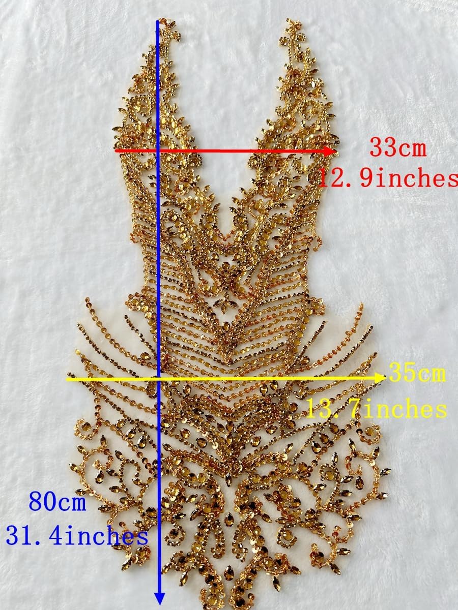 Handmade Rhinestones Bodice Applique sew on Beads Trim Patches Trim Accessori...