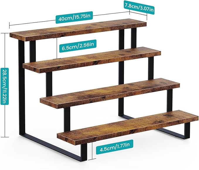 ELITEROO Cupcake Display Stand, 4 Tier Wooden Dessert Stand, Cookie Treat Stands for Dessert Table Set, Food Display Risers for Party Wedding Decor Birthday Graduation, Rustic Brown Straight