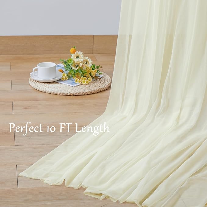 20x10 Ivory Tulle Backdrop Curtains for Parties, Sheer Backdrop Curtain Wedding Photo Background Drapes for Baby Shower Photography Birthday Party
