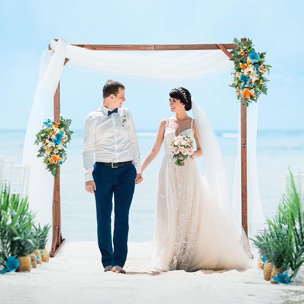 Moccha Wedding Arch, 7.2 FT Wooden Arch Backdrop Stand, Outdoor Archway Pergo...