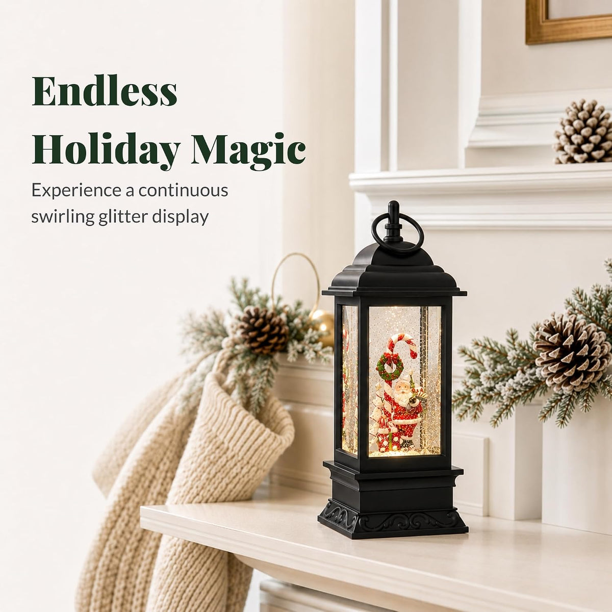 raz imports santa and candy cane lighted water, package contents