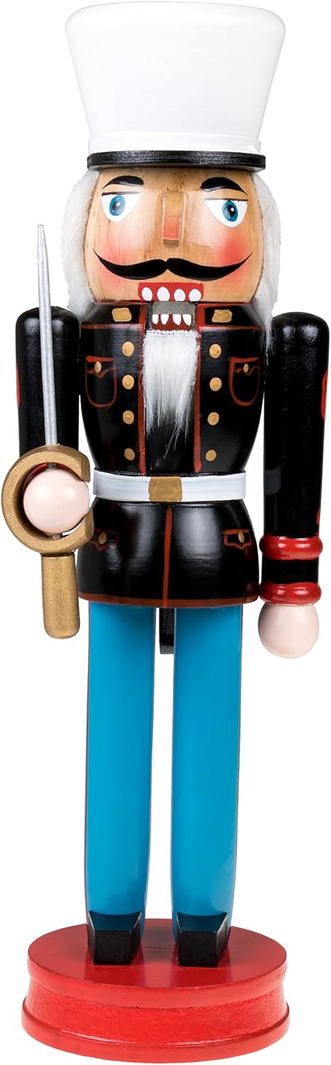 Clever Creations US Marine 15 Inch Traditional Wooden Nutcracker, Festive Christmas Décor for Shelves and Tables