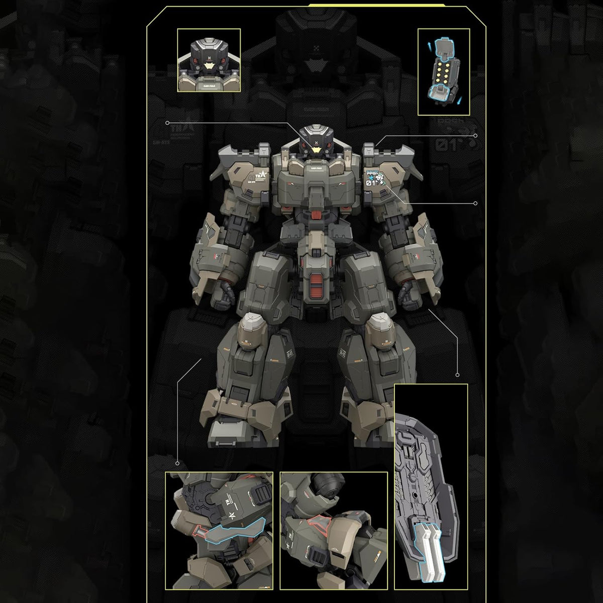 pipigirl moshow mecha assembly free mech action figure, close-up detail