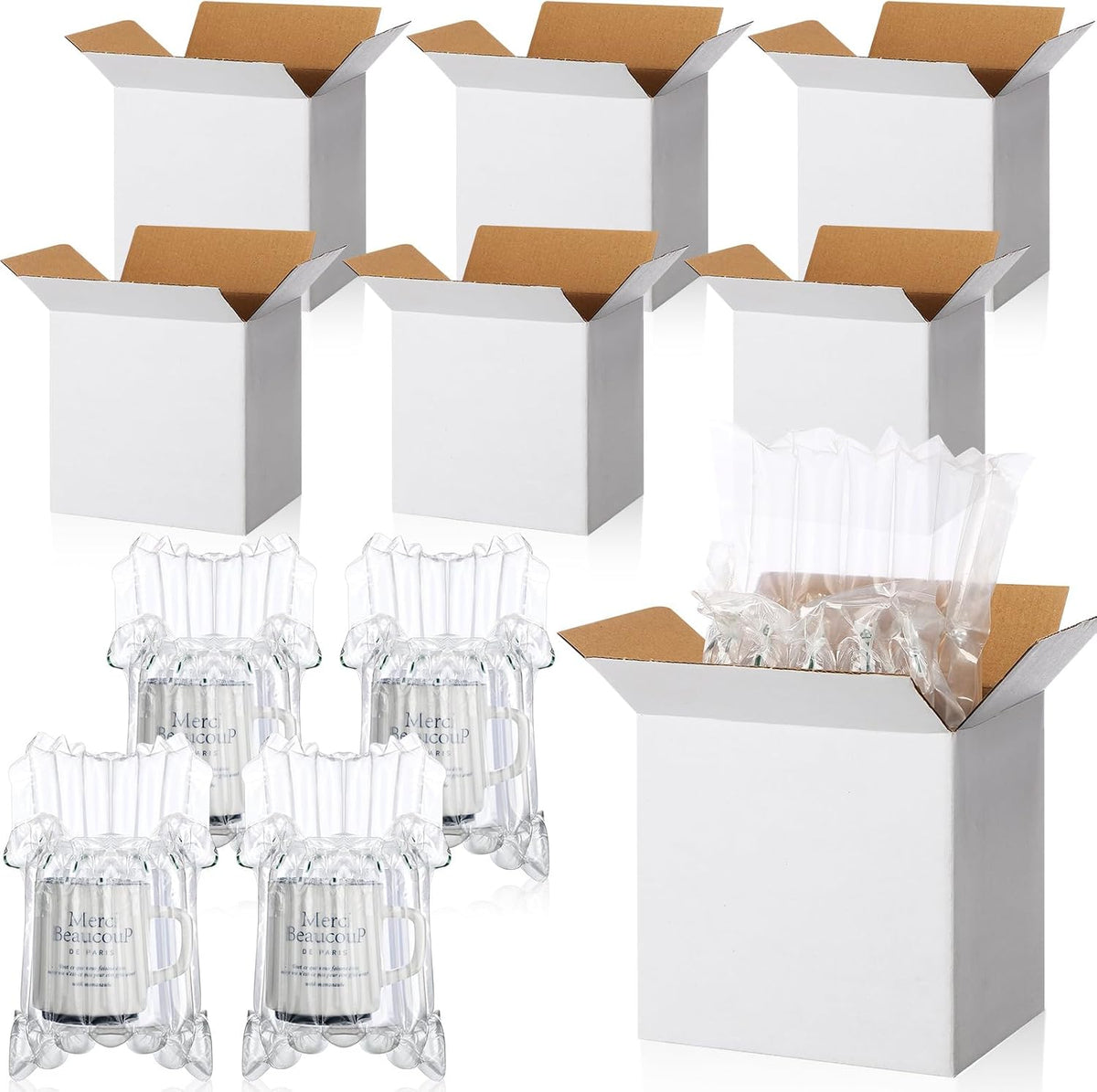 48 Sets 48 Sets Mug Boxes with Bubble Pouches, White