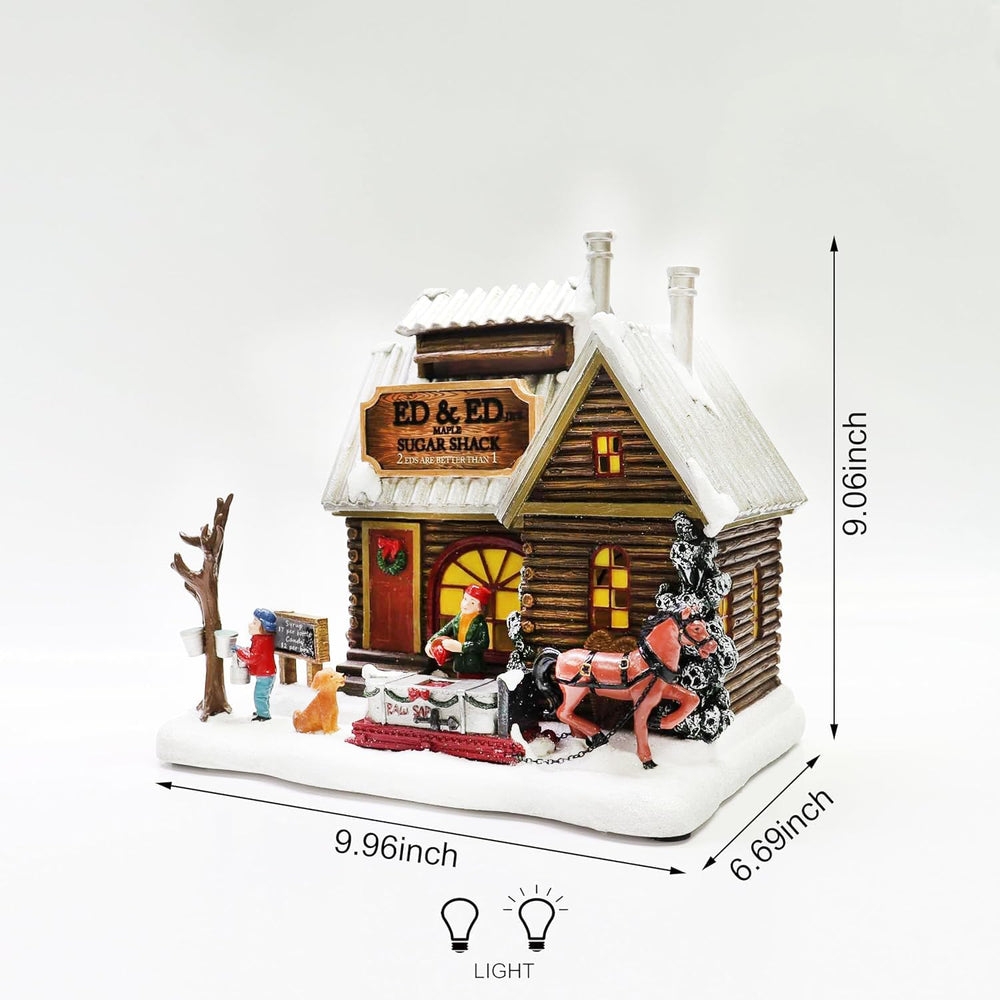 MOMENTS IN TIME Light Up Sugar Shack Christmas Village House Hand-Painted Pol...