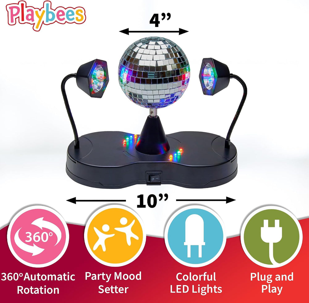 Rotating Disco Ball Light - Tabletop Mirror Strobe Lamp for Parties