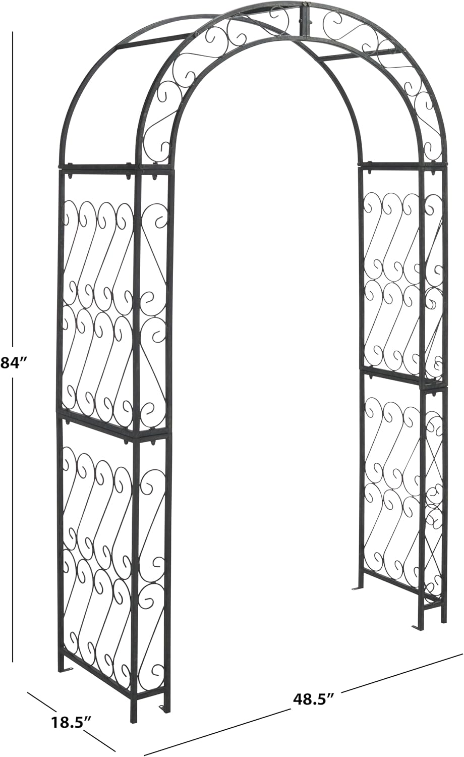 SAFAVIEH Outdoor - Pagan Victorian Garden Arch - Black Iron Trellis Arbor - D...