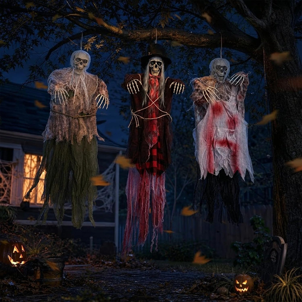 3 Pack Halloween Hanging Skeleton Decorations Outdoor Indoor Porch Tree