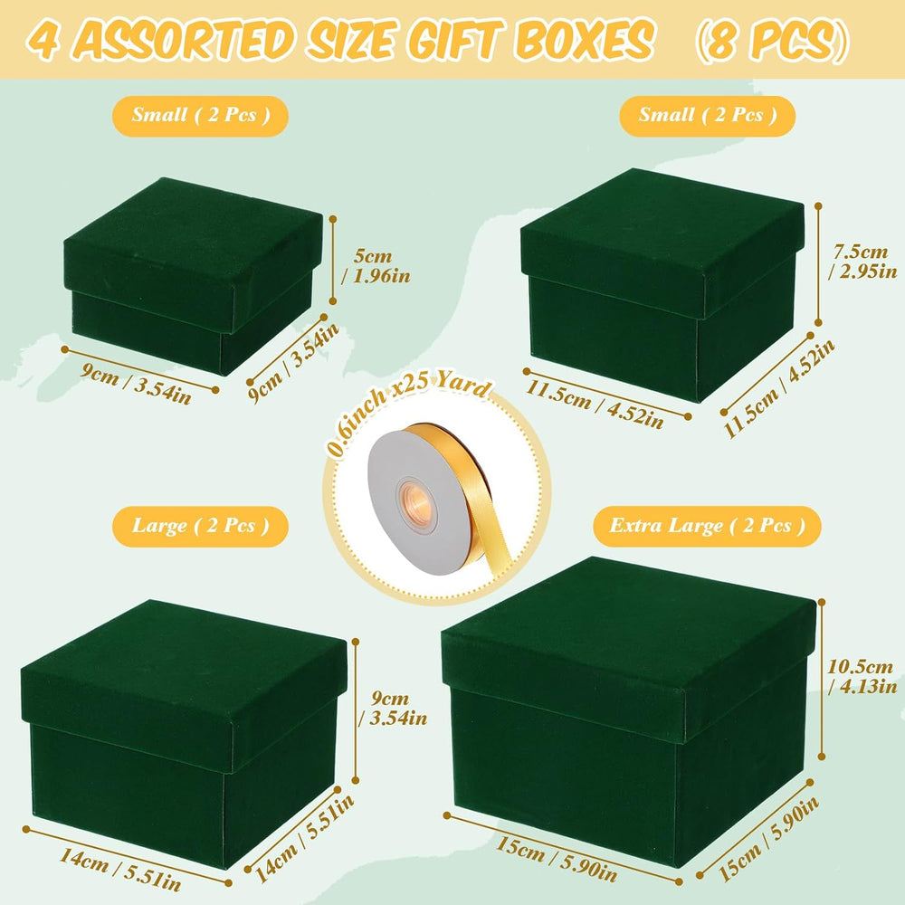Fulmoon 8 Pcs Christmas Nesting Gift Boxes with Lids, Green